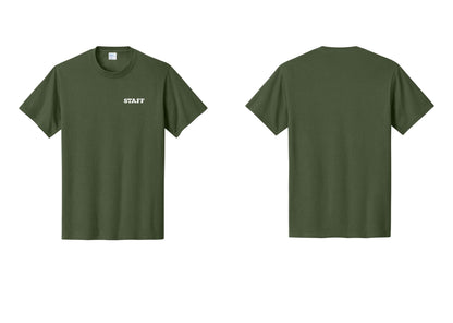 NYC Factory Staff T-Shirt, Rustic Lettering - Chest Only - Olive