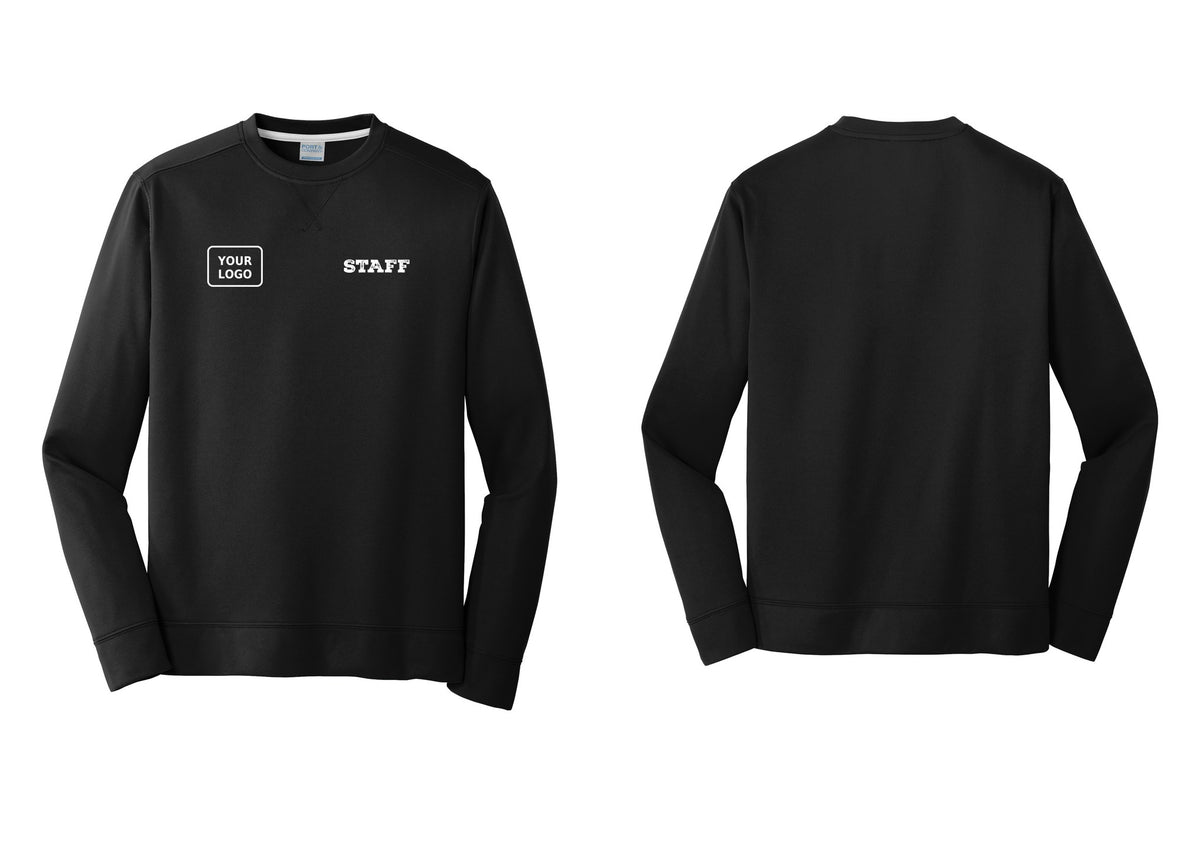 NYC Factory Custom Logo Staff Performance Fleece Crewneck Sweatshirt (Rustic) - STAFF + Your Logo - Black