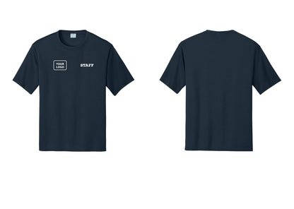 NYC Factory Custom Logo Staff Performance T-Shirt (Rustic) - STAFF + Your Logo - Navy