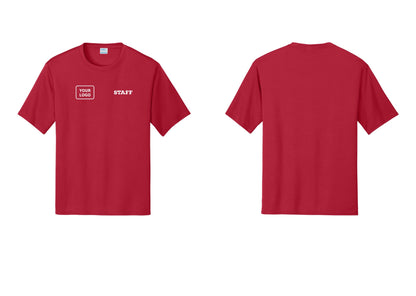 NYC Factory Custom Logo Staff Performance T-Shirt (Rustic) - STAFF + Your Logo - Red