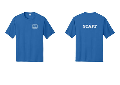 NYC Factory Custom Logo Staff Performance T-Shirt (Rustic) - Your Logo + Back - Royal