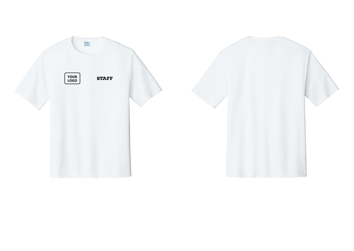 NYC Factory Custom Logo Staff Performance T-Shirt (Rustic) - STAFF + Your Logo - White