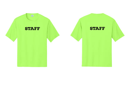 NYC Factory Staff Performance T-Shirt (Rustic) - Front + Back - Neon Green