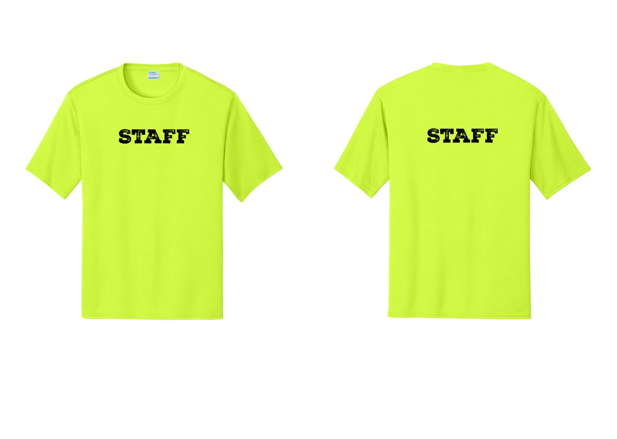 NYC Factory Staff Performance T-Shirt (Rustic) - Front + Back - Neon Yellow