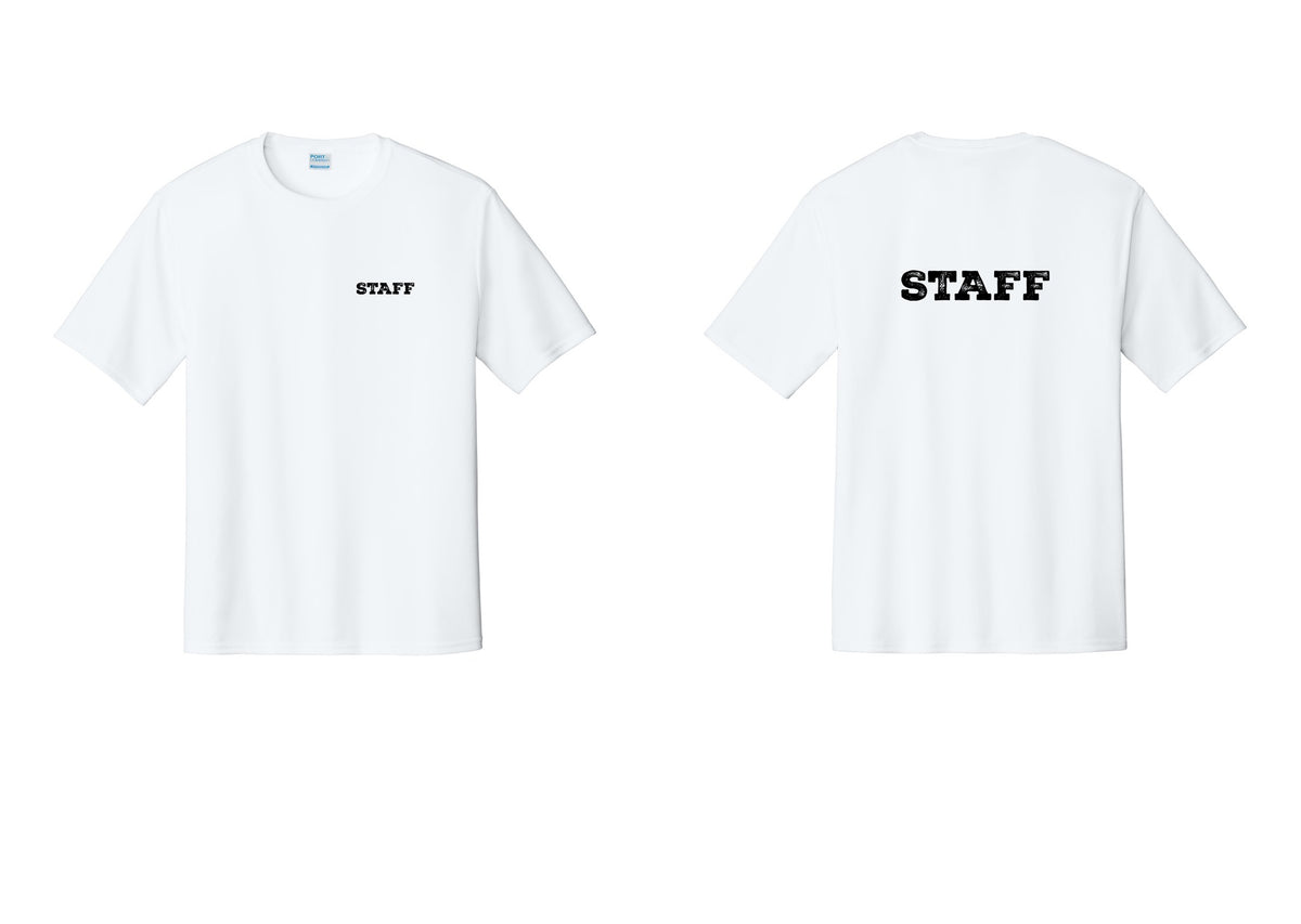 NYC Factory Staff Performance T-Shirt (Rustic) - Chest + Back - White