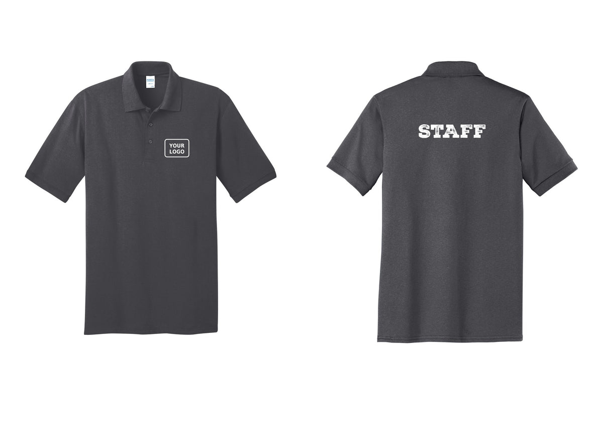 NYC Factory Custom Logo Staff Polo Shirt (Rustic) - Your Logo + Back - Charcoal