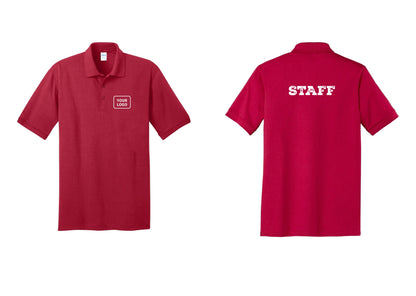 NYC Factory Custom Logo Staff Polo Shirt (Rustic) - Your Logo + Back - Red