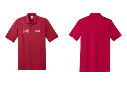 NYC Factory Custom Logo Staff Polo Shirt (Rustic) - STAFF + Your Logo - Red
