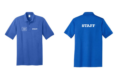 NYC Factory Custom Logo Staff Polo Shirt (Rustic) - STAFF + Your Logo + Back - Royal