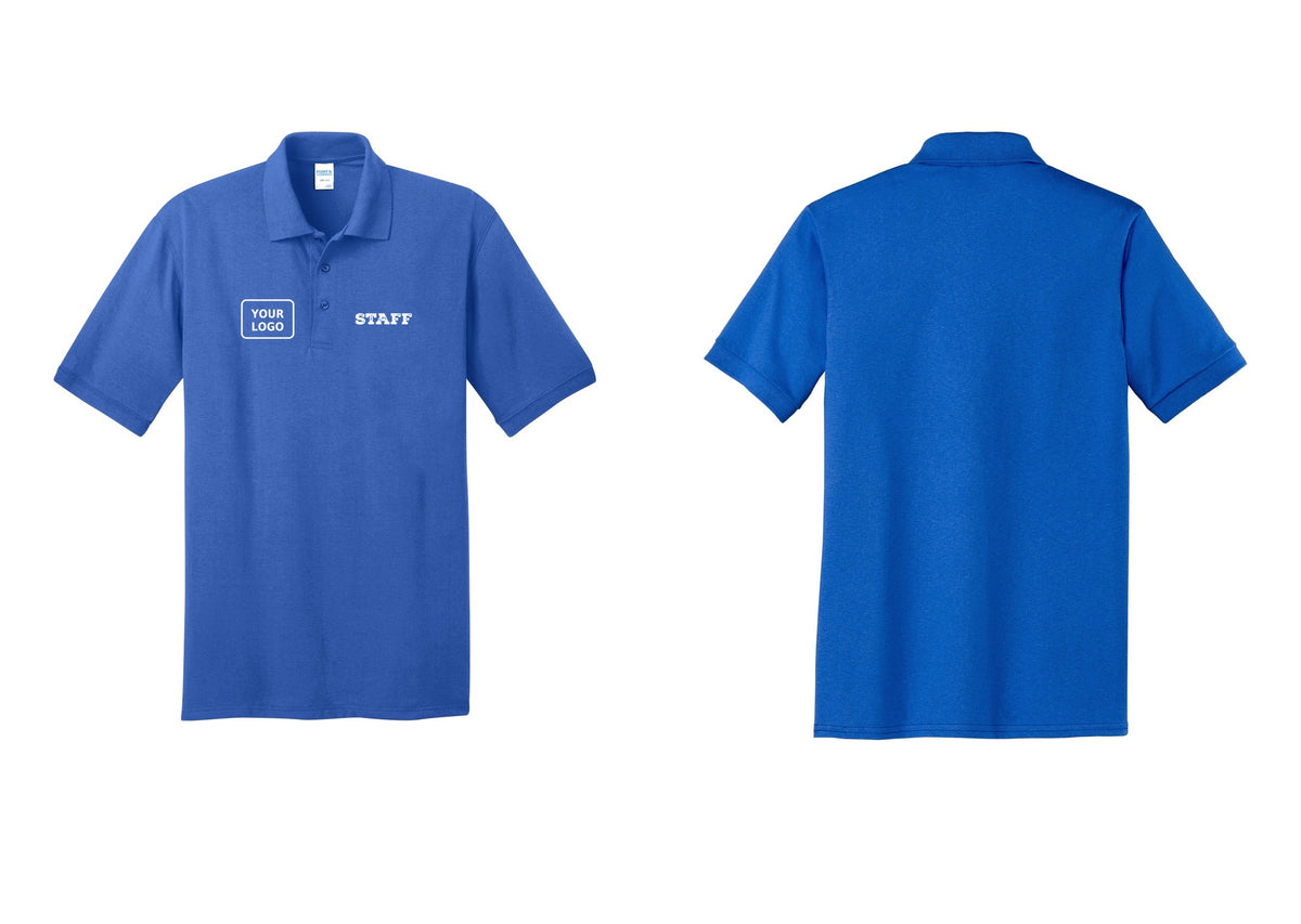NYC Factory Custom Logo Staff Polo Shirt (Rustic) - STAFF + Your Logo - Royal