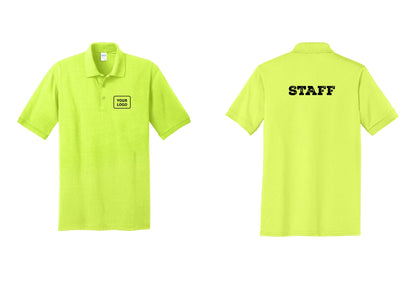 NYC Factory Custom Logo Staff Polo Shirt (Rustic) - Your Logo + Back - Safety Green