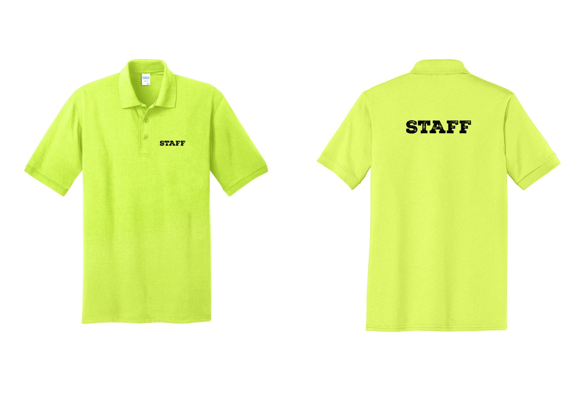NYC Factory Staff Polo Shirt (Rustic) - Chest + Back - Safety Green