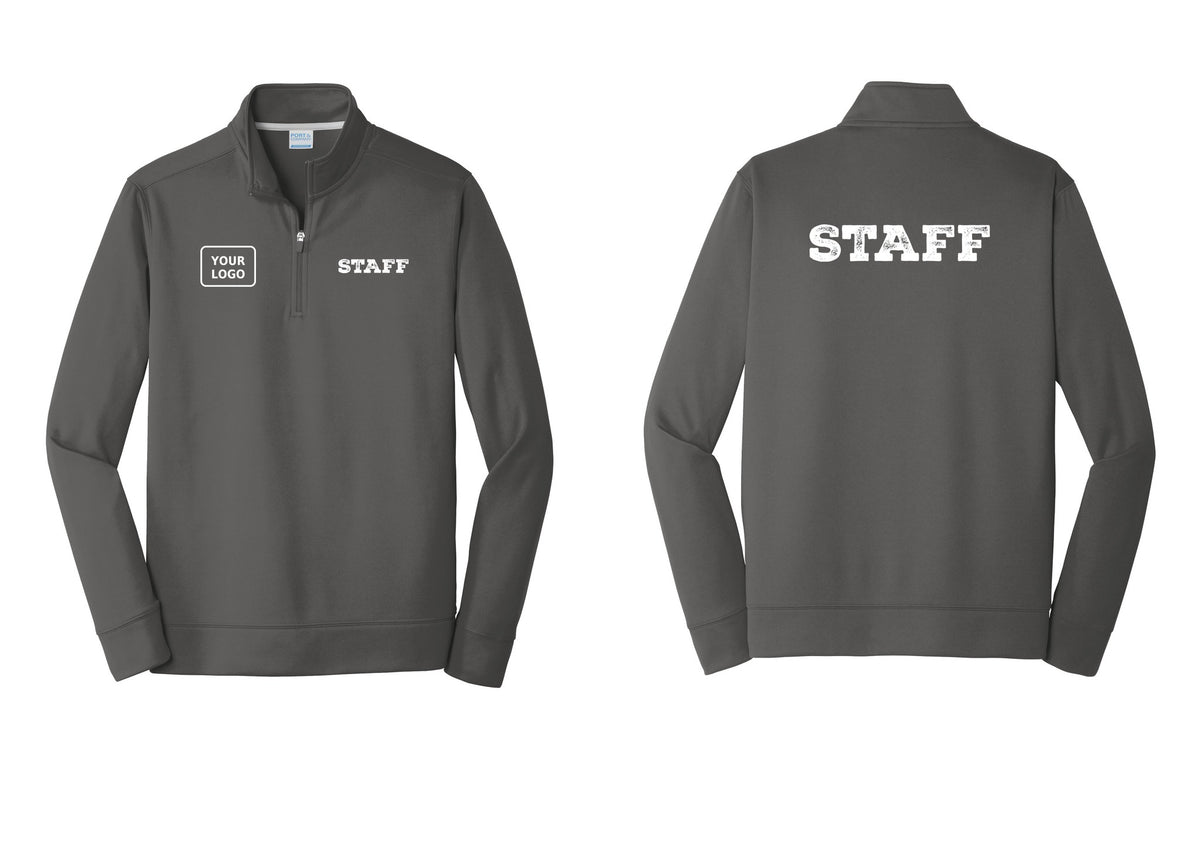 NYC Factory Custom Logo Staff Performance Fleece 1/4-Zip Pullover Sweatshirt (Rustic) - STAFF + Your Logo + Back - Charcoal
