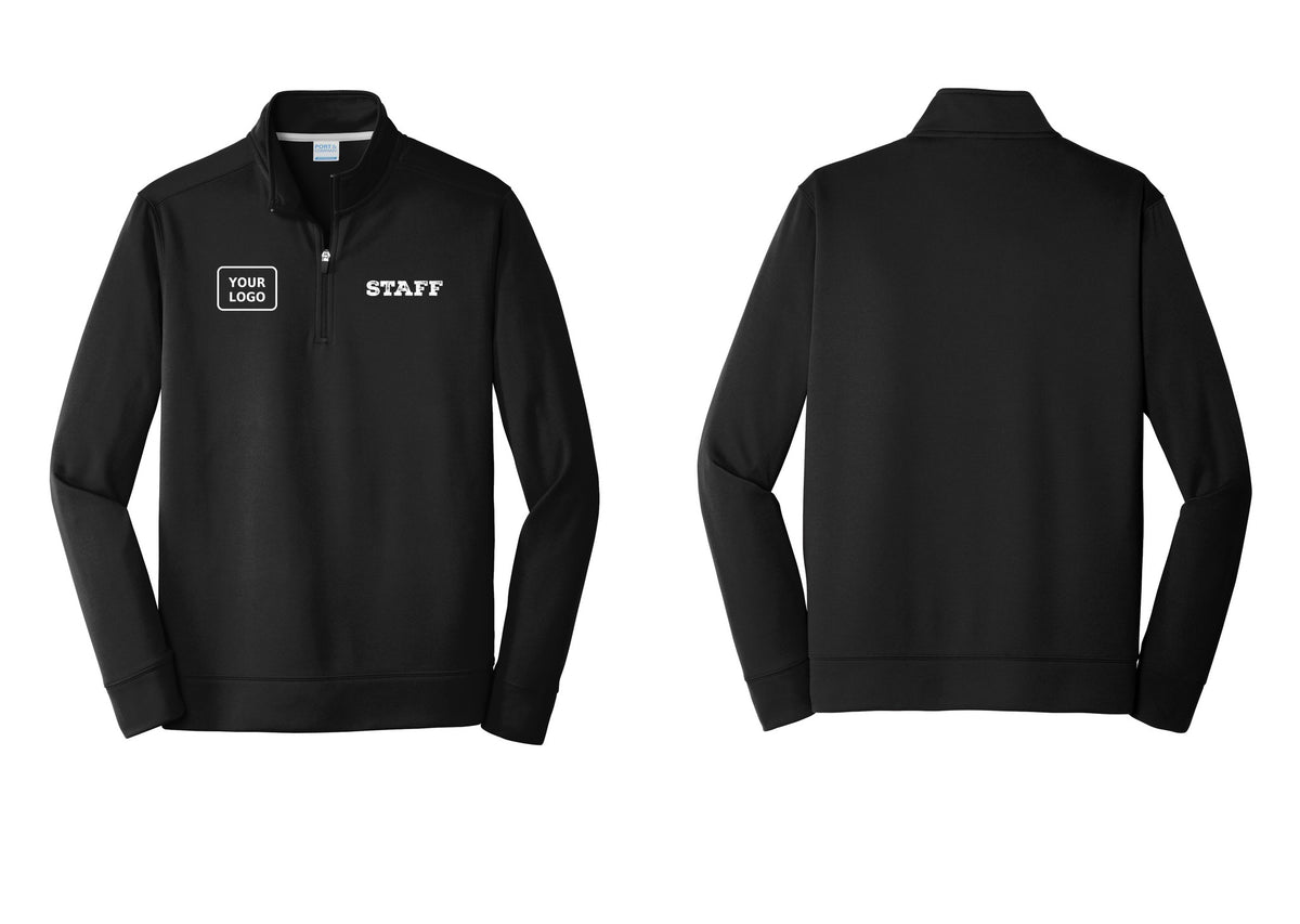 NYC Factory Custom Logo Staff Performance Fleece 1/4-Zip Pullover Sweatshirt (Rustic) - STAFF + Your Logo - Black