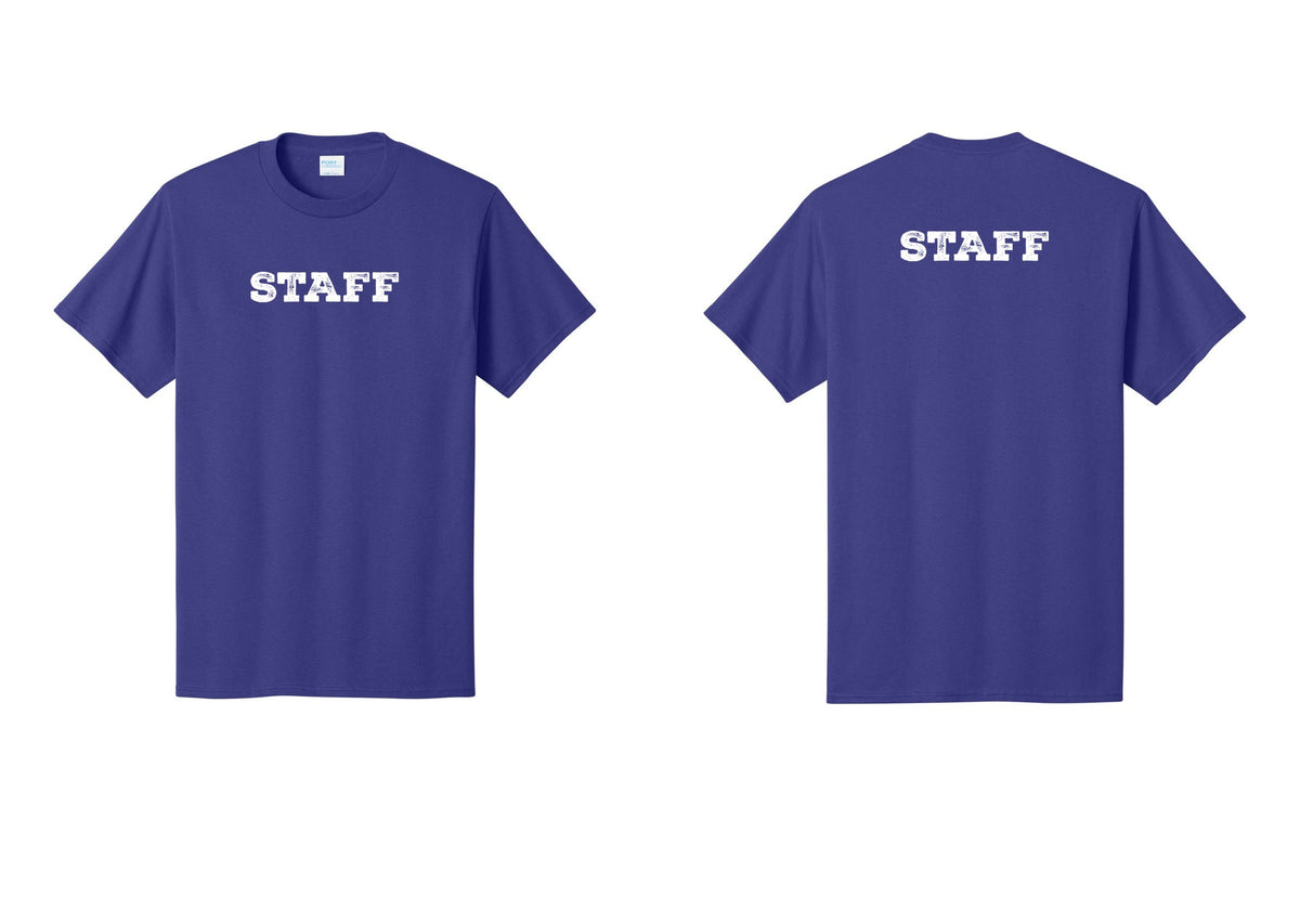 NYC Factory Staff T-Shirt, Rustic Lettering - Front + Back - Purple
