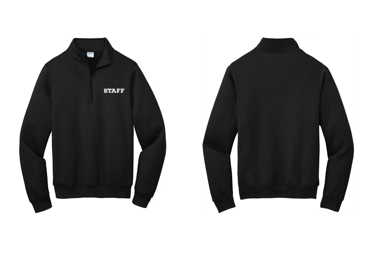 NYC Factory Staff Cotton Fleece 1/4-Zip Pullover Sweatshirt (Rustic) - Chest Only - Black