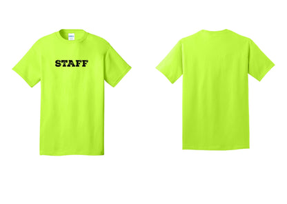 NYC Factory Staff T-Shirt, Rustic Lettering - Front Only - Safety Green
