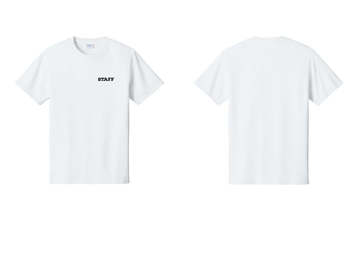 NYC Factory Staff T-Shirt, Rustic Lettering - Chest Only - White