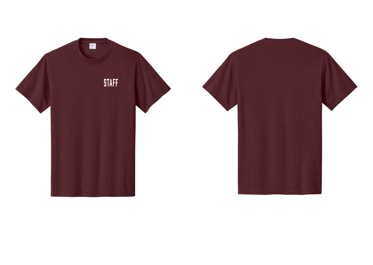 NYC Factory Staff T-Shirt, Condensed Lettering - Chest Only - Athletic Maroon