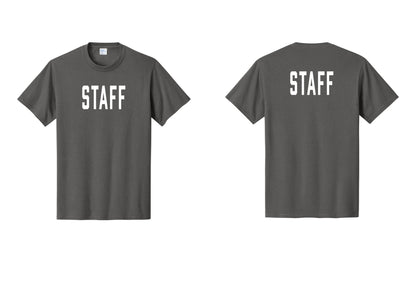 NYC Factory Staff T-Shirt, Condensed Lettering - Front + Back - Charcoal