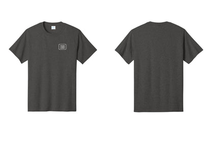 NYC Factory Custom Logo Staff T-Shirt, Condensed Lettering - Your Logo Only - Dark Heather Grey