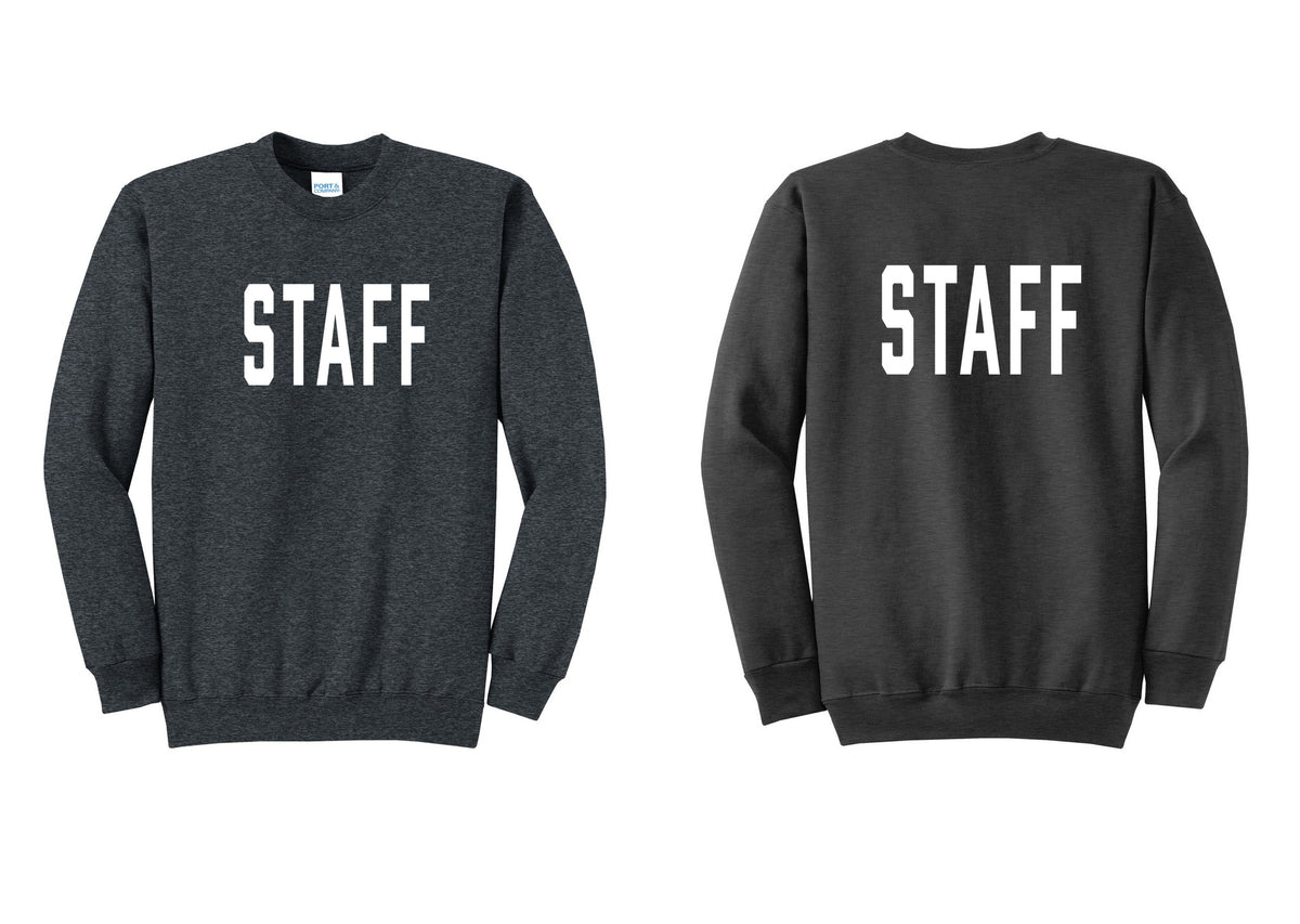 NYC Factory Staff Cotton Fleece Crewneck Sweatshirt (Classic) - Front + Back - Dark Heather Grey