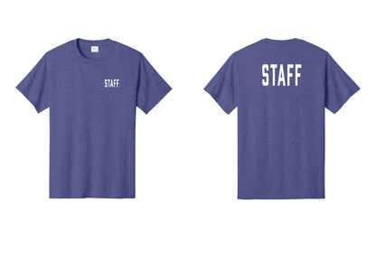 NYC Factory Staff T-Shirt, Condensed Lettering - Chest + Back - Heather Purple