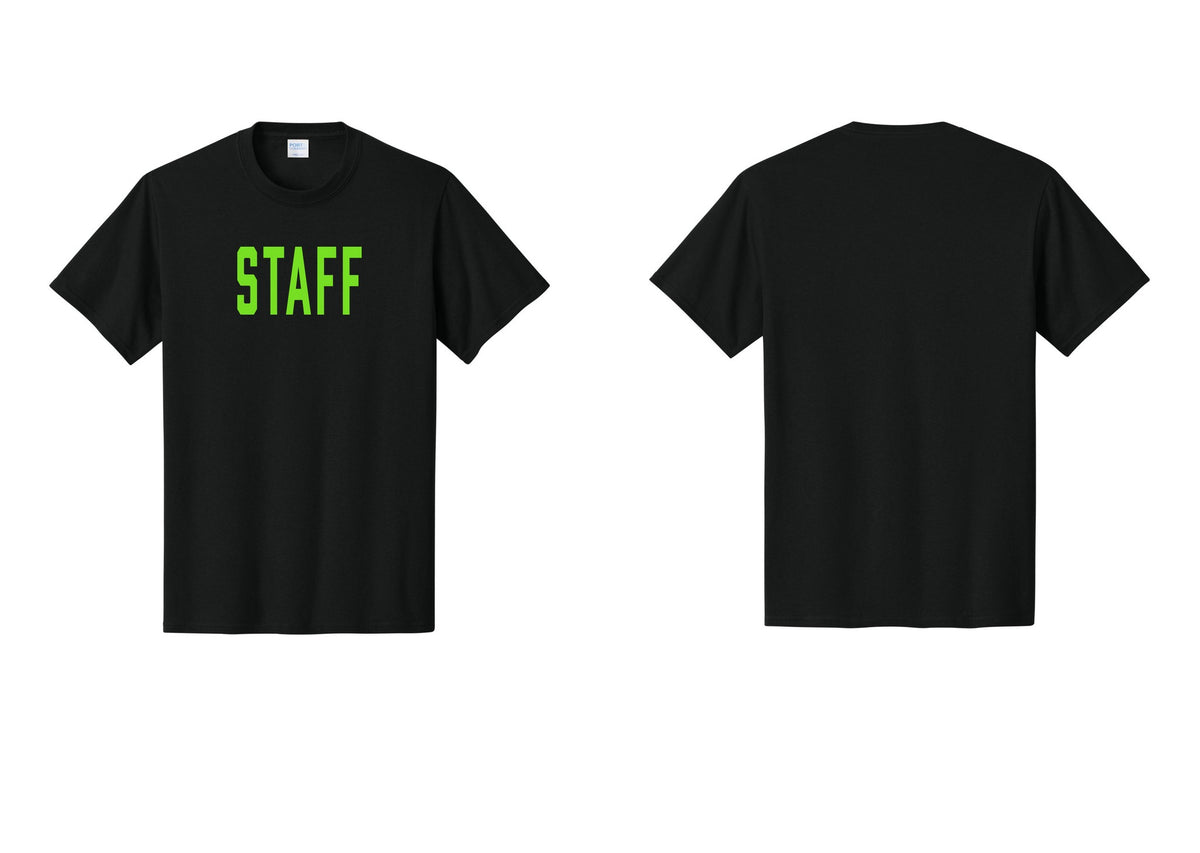 NYC Factory Staff T-Shirt, Condensed Lettering - Front Only - Black / Neon
