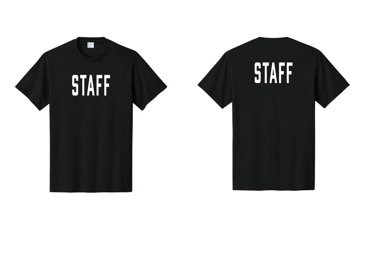 NYC Factory Staff T-Shirt, Condensed Lettering - Front + Back - Black
