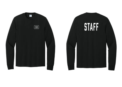 NYC Factory Custom Logo Staff Cotton Long Sleeve T-Shirt (Classic) - Your Logo + Back - Black