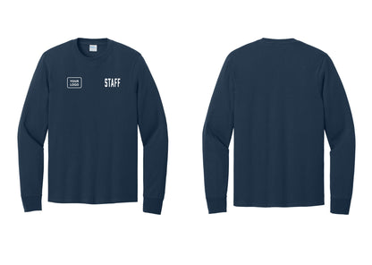 NYC Factory Custom Logo Staff Cotton Long Sleeve T-Shirt (Classic) - STAFF + Your Logo - Navy