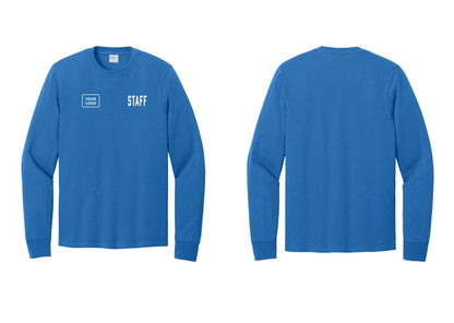 NYC Factory Custom Logo Staff Cotton Long Sleeve T-Shirt (Classic) - STAFF + Your Logo - Royal