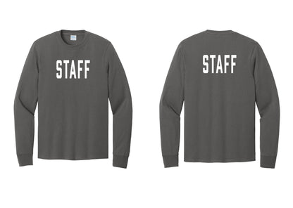 NYC Factory Staff Cotton Long Sleeve T-Shirt (Classic) - Front + Back - Charcoal