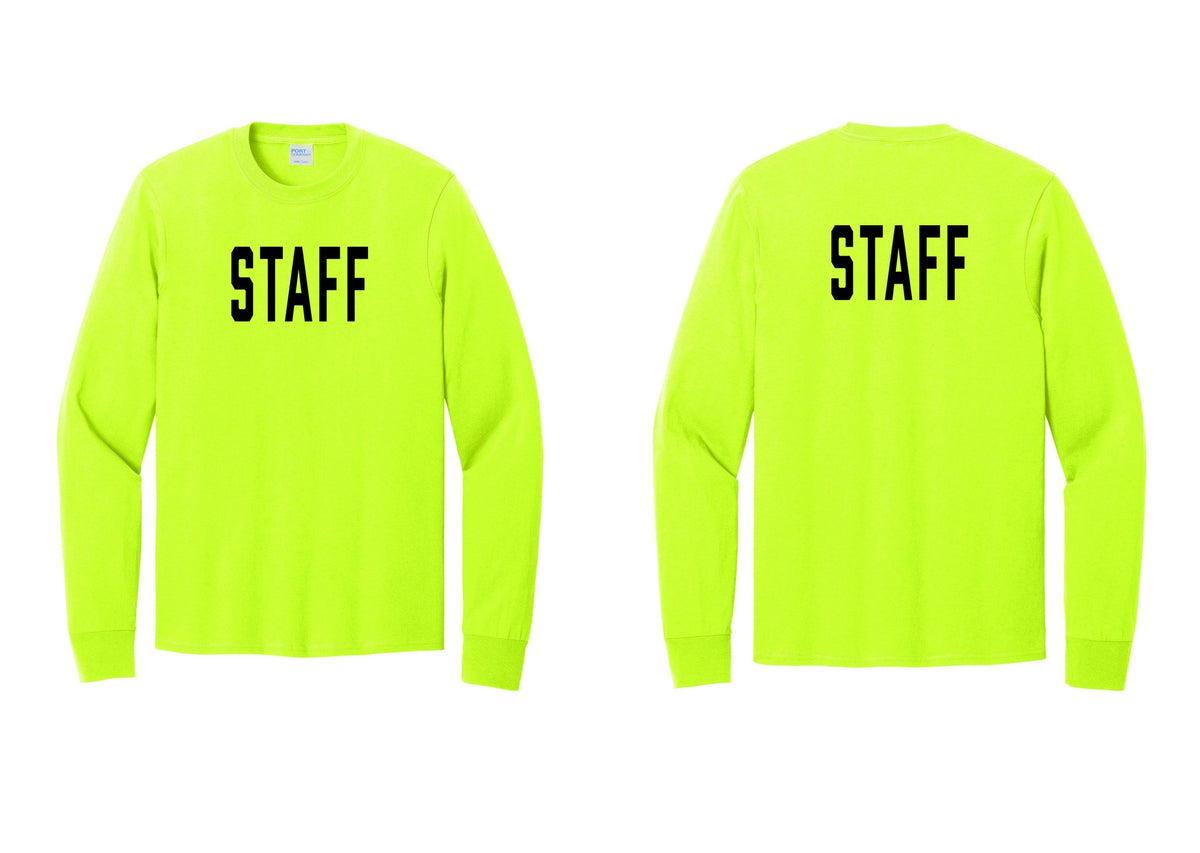 NYC Factory Staff Cotton Long Sleeve T-Shirt (Classic) - Front + Back - Safety Green