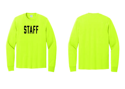 NYC Factory Staff Cotton Long Sleeve T-Shirt (Classic) - Front Only - Safety Green