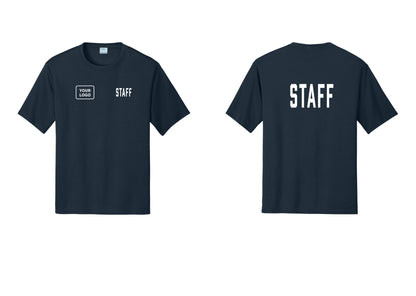 NYC Factory Custom Logo Staff Performance T-Shirt (Classic) - STAFF + Your Logo + Back - Navy