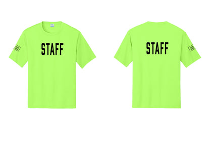 NYC Factory Custom Logo Staff Performance T-Shirt (Classic) - Front + Back + Your Logo Sleeve - Neon Green