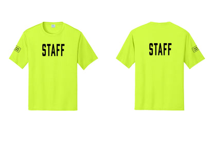 NYC Factory Custom Logo Staff Performance T-Shirt (Classic) - Front + Back + Your Logo Sleeve - Neon Yellow