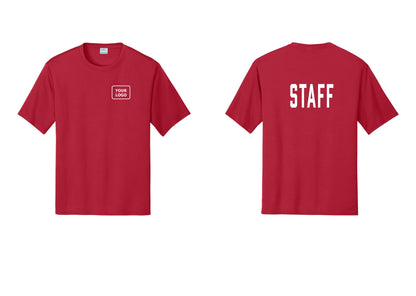 NYC Factory Custom Logo Staff Performance T-Shirt (Classic) - Your Logo + Back - Red