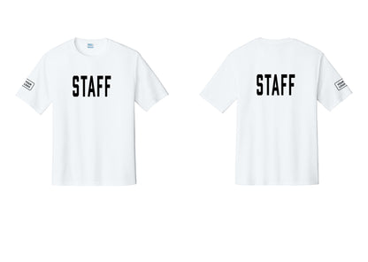 NYC Factory Custom Logo Staff Performance T-Shirt (Classic) - Front + Back + Your Logo Sleeve - White