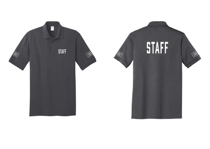 NYC Factory Custom Logo Staff Polo Shirt (Classic) - Chest + Back + Your Logo Sleeves - Charcoal