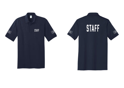 NYC Factory Custom Logo Staff Polo Shirt (Classic) - Chest + Back + Your Logo Sleeves - Navy