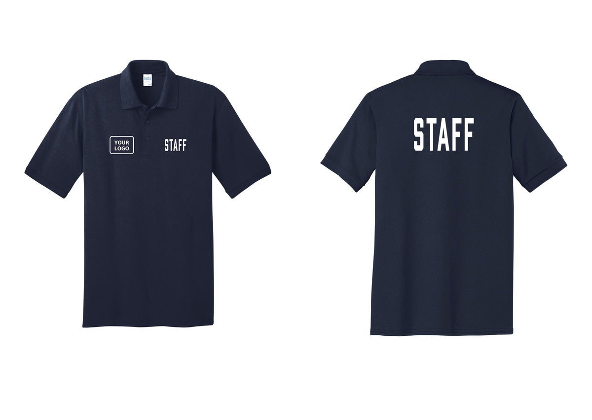 NYC Factory Custom Logo Staff Polo Shirt (Classic) - STAFF + Your Logo + Back - Navy
