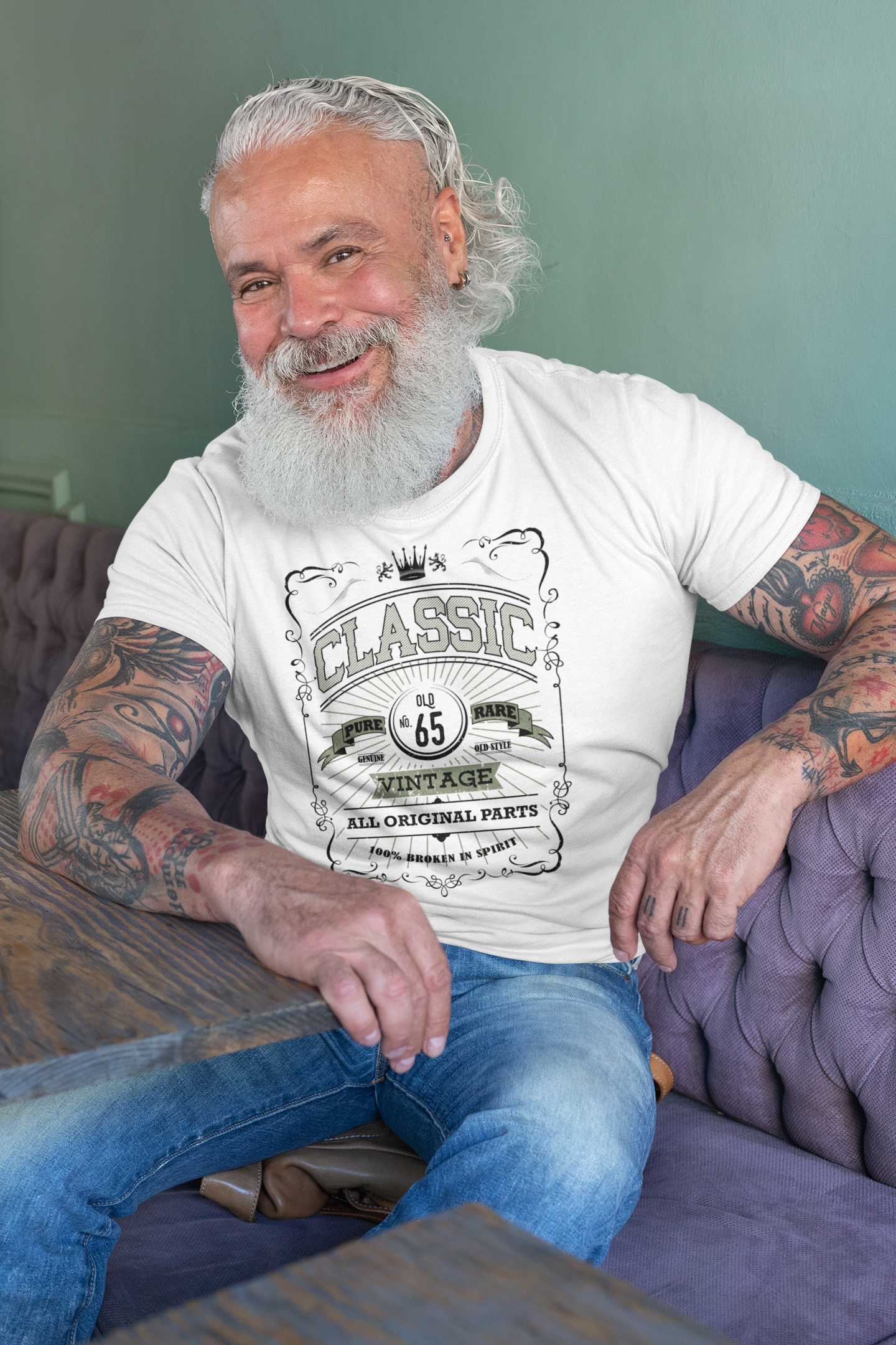 Men's Birthday T-Shirt - All Original Parts - Personalized with Year/Age