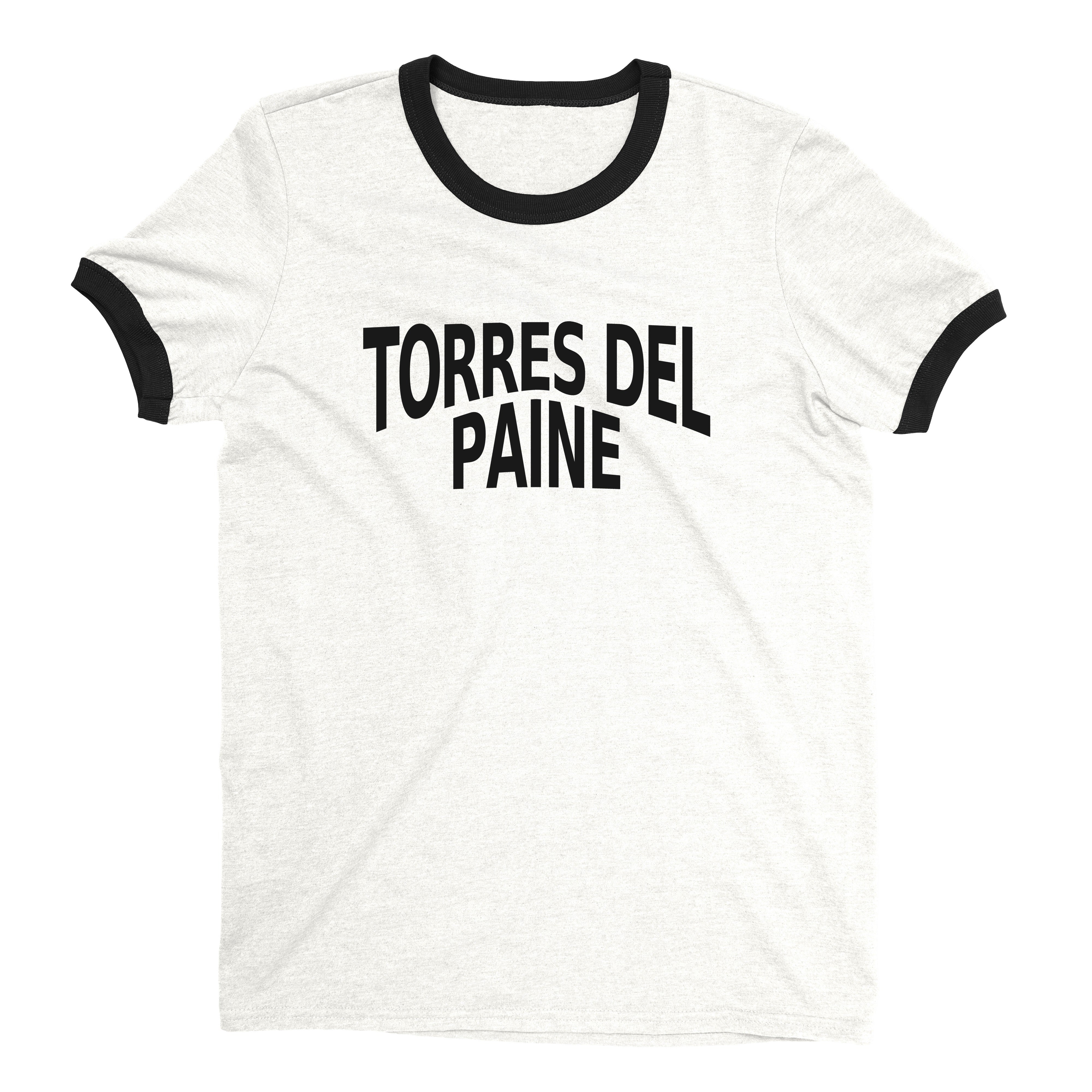 Torres del Paine National Park Ringer Tee Retro Style Men's T-Shirt - NYC Factory - White