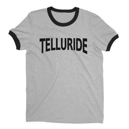 Telluride Ski Resort Ringer Tee Retro Style Men's T-Shirt - NYC Factory - Heather Gray