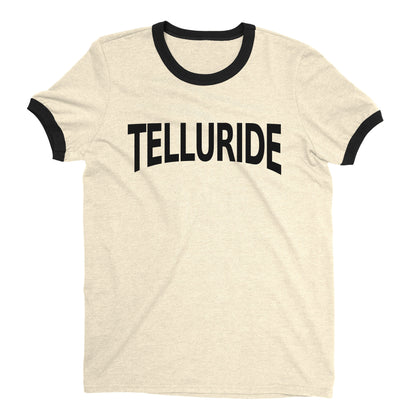Telluride Ski Resort Ringer Tee Retro Style Men's T-Shirt - NYC Factory - Natural