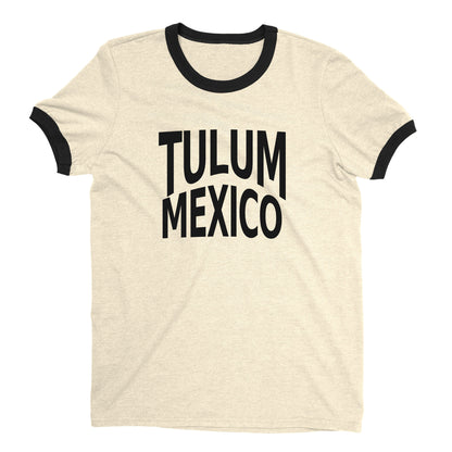 Tulum Beach Ringer Tee Retro Style Men's T-Shirt - NYC Factory - Natural