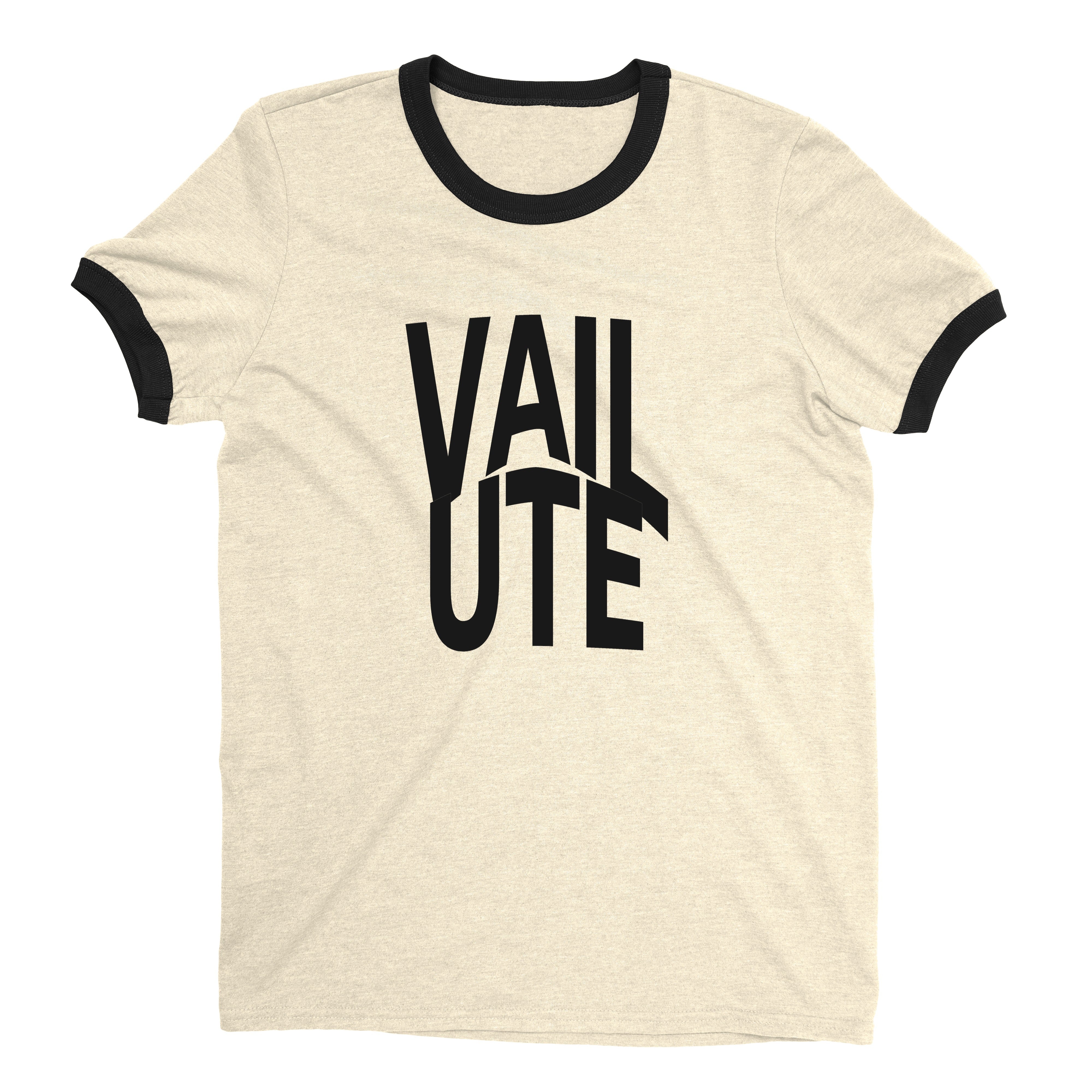 Vail Ski Resort Ringer Tee Retro Style Men's T-Shirt - NYC Factory - Natural