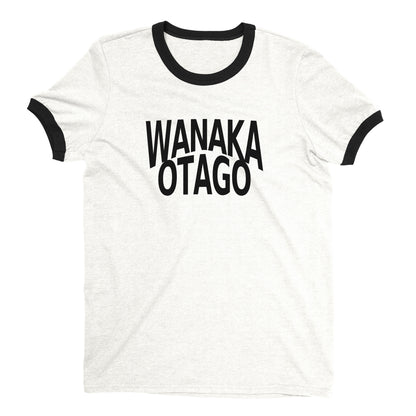 Lake Wanaka Ringer Tee Retro Style Men's T-Shirt - NYC Factory - White